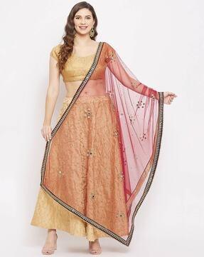 embellished dupatta with lace border