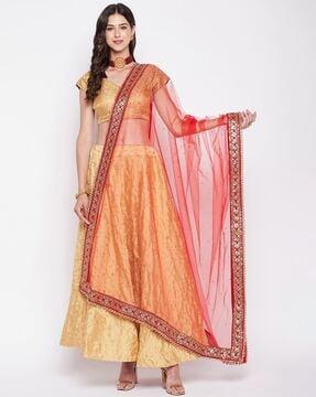 embellished dupatta with lace border