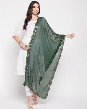 embellished dupatta with lace border