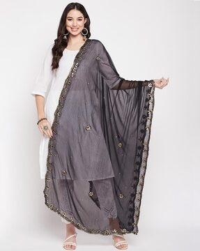 embellished dupatta with lace border