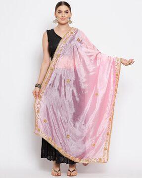 embellished dupatta with lace border