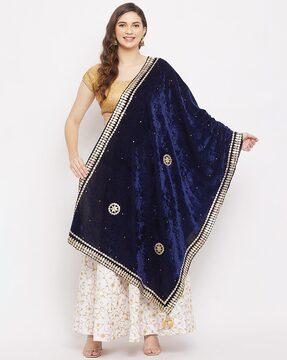 embellished dupatta with lace border