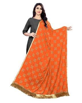 embellished dupatta with lace border