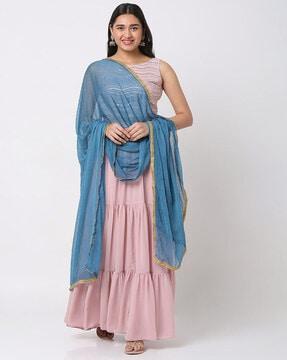 embellished dupatta with lace border