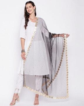 embellished dupatta with sequinned