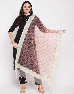 embellished dupatta with tassels