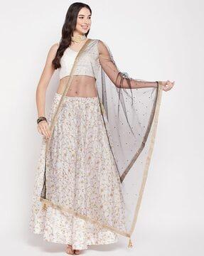 embellished dupatta with tassels