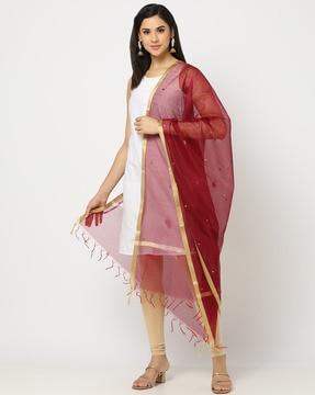 embellished dupatta with tassels