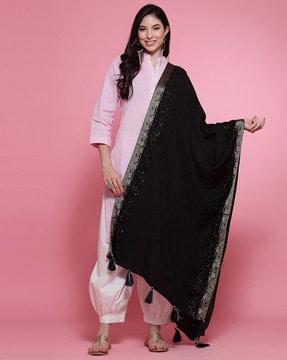 embellished dupatta with tassels