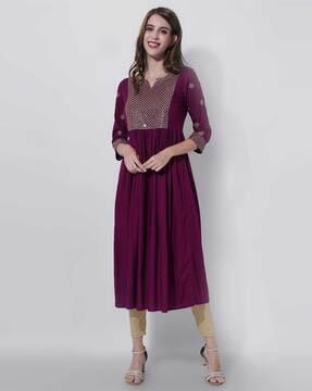 embellished embroidery flared kurta