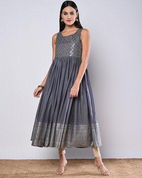 embellished fit & flare dress with back tie-up