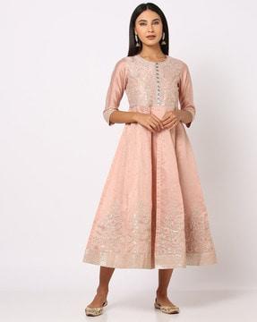 embellished fit & flare dress with inner