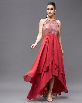 embellished fit & flare dress