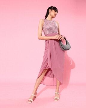 embellished fit and flare dress