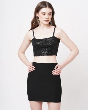 embellished fitted crop top