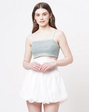 embellished fitted crop top