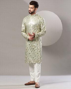 embellished fitted long kurta