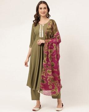 embellished flared kurta & pants set