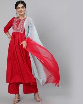 embellished flared kurta set