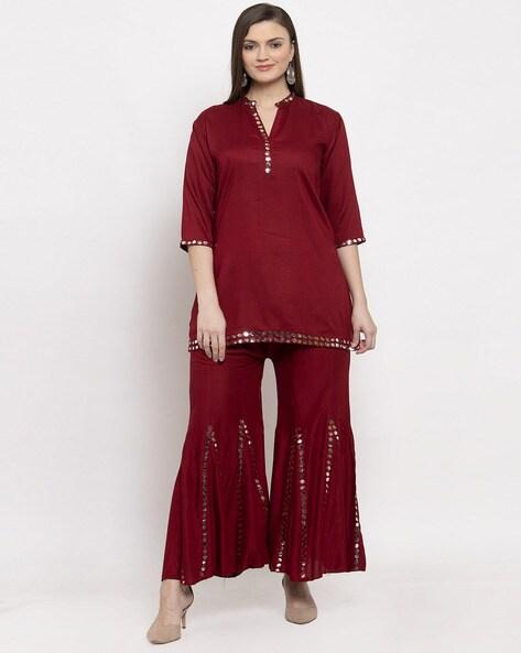 embellished flared kurta set