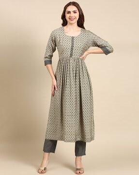 embellished flared kurta set