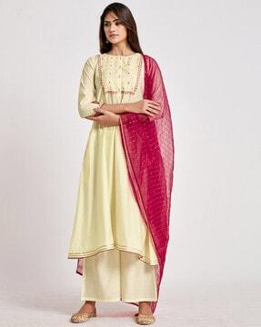 embellished flared kurta set