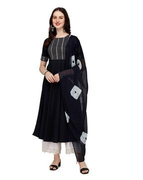 embellished flared kurta set