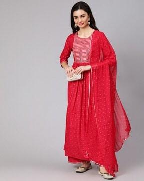 embellished flared kurta set