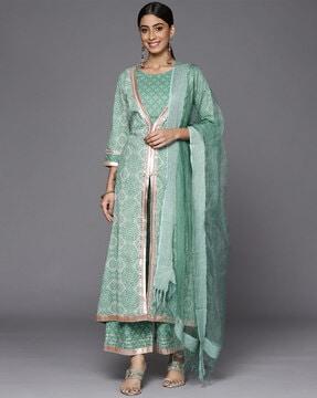 embellished flared kurta set