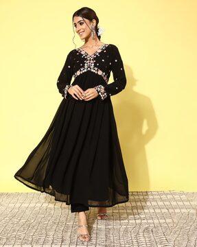 embellished flared kurta with pants