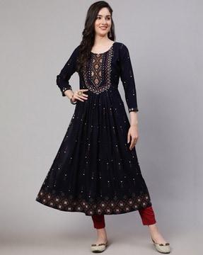 embellished flared kurta