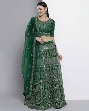 embellished flared lehenga choli set with dupatta