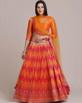 embellished flared lehenga choli set with dupatta