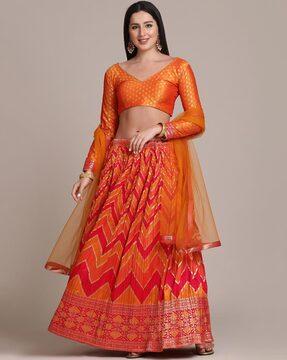 embellished flared lehenga choli set with dupatta