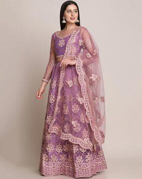 embellished flared lehenga choli set with dupatta