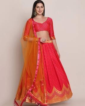 embellished flared lehenga choli set with dupatta