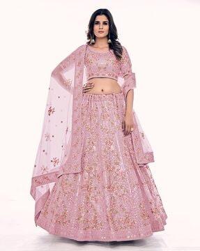 embellished flared lehenga choli set with dupatta