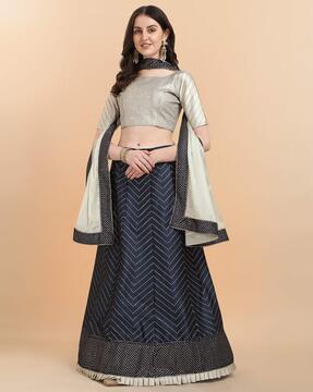 embellished flared lehenga choli set with dupatta