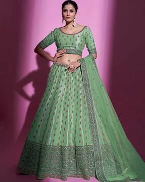 embellished flared lehenga choli set with dupatta