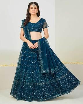 embellished flared lehenga choli set with dupatta