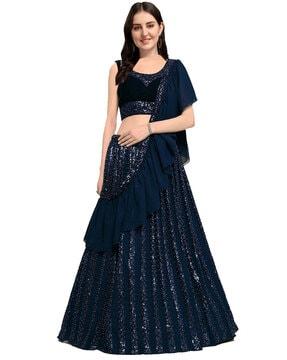 embellished flared lehenga choli set with dupatta