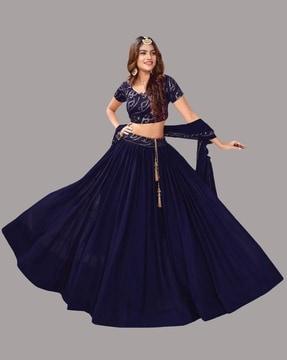 embellished flared lehenga choli set with dupatta