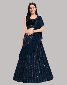 embellished flared lehenga choli set with dupatta