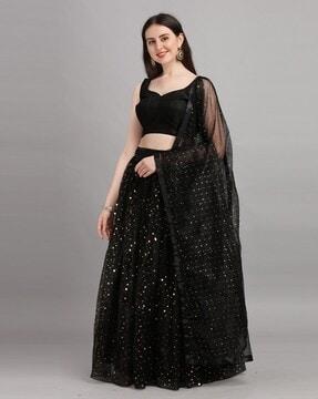 embellished flared lehenga choli set with dupatta