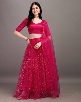 embellished flared lehenga choli set with dupatta