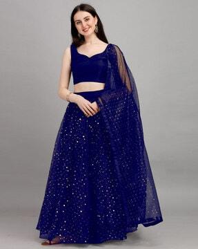 embellished flared lehenga choli set with dupatta