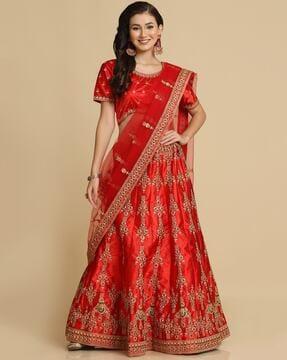 embellished flared lehenga choli set with dupatta