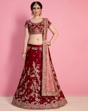 embellished flared lehenga choli set with dupatta