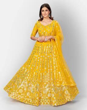 embellished flared lehenga choli set