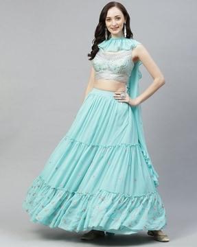 embellished flared lehenga choli set